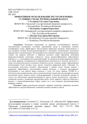 ЭФФЕКТИВНОЕ ИСПОЛЬЗОВАНИЕ РЕСУРСОВ В НОВЫХ УСЛОВИЯХ СРЕДЫ: РЕГИОНАЛЬНЫЙ ПОДХОД