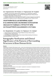 ЭХОГРАФИЧЕСКАЯ ВЕРИФИКАЦИЯ И КЛИНИЧЕСКОЕ ЗНАЧЕНИЕ ПАТОЛОГИИ ОКОЛОСУСТАВНЫХ СТРУКТУР ПРИ ОСТЕОАРТРИТЕ КОЛЕННОГО СУСТАВА