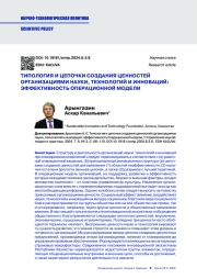 ТИПОЛОГИЯ И ЦЕПОЧКИ СОЗДАНИЯ ЦЕННОСТЕЙ ОРГАНИЗАЦИЯМИ НАУКИ, ТЕХНОЛОГИЙ И ИННОВАЦИЙ: ЭФФЕКТИВНОСТЬ ОПЕРАЦИОННОЙ МОДЕЛИ