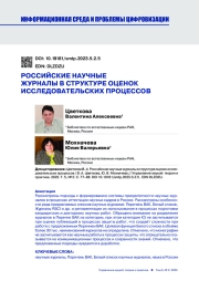 РОССИЙСКИЕ НАУЧНЫЕ ЖУРНАЛЫ В СТРУКТУРЕ ОЦЕНОК ИССЛЕДОВАТЕЛЬСКИХ ПРОЦЕССОВ