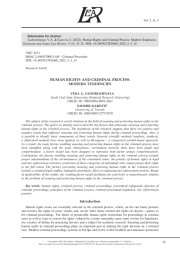 HUMAN RIGHTS AND CRIMINAL PROCESS: MODERN TENDENCIES