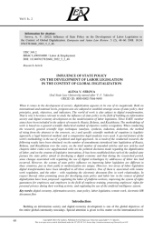 INFLUENCE OF STATE POLICY ON THE DEVELOPMENT OF LABOR LEGISLATION IN THE CONTEXT OF GLOBAL DIGITALIZATION