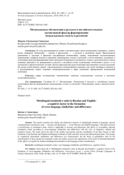 МЕТАЯЗЫКОВЫЕ ОБОЗНАЧЕНИЯ В РУССКОМ И АНГЛИЙСКОМ ЯЗЫКАХ: КОГНИТИВНЫЙ ФАКТОР ФОРМИРОВАНИЯ МЕЖЪЯЗЫКОВЫХ СХОДСТВ И РАЗЛИЧИЙ