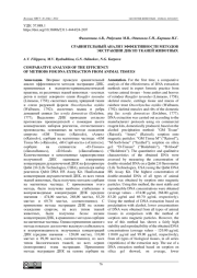 СРАВНИТЕЛЬНЫЙ АНАЛИЗ ЭФФЕКТИВНОСТИ МЕТОДОВ ЭКСТРАКЦИИ ДНК ИЗ ТКАНЕЙ ЖИВОТНЫХ