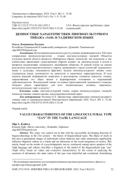 Ценностные характеристики лингвокультурного типажа «зан» в таджикском языке