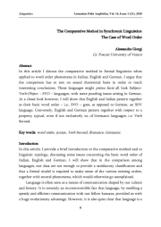 The Comparative Method in Synchronic Linguistics: The Case of Word Order
