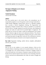 The Impact of Metaphor on G. G. Byron’s Linguopoetic Thinking