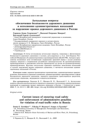 Актуальные вопросы обеспечения безопасности дорожного движения и исполнения административных наказаний за нарушение правил дорожного движения в России