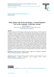 Doing Things with Words and Things: A Social Pragmatist View on the Language–Technology Analogy