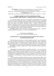 СРАВНИТЕЛЬНЫЙ АНАЛИЗ РОССИЙСКИХ КОРМОВ ДЛЯ ДОМАШНИХ ЖИВОТНЫХ В УСЛОВИЯХ ИМПОРТОЗАМЕЩЕНИЯ