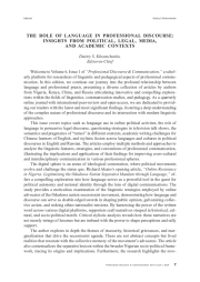 Роль языка в профессиональном дискурсе: взгляд из политического, юридического, медийного и академического контекстов
