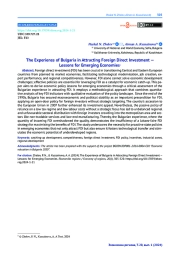 THE EXPERIENCE OF BULGARIA IN ATTRACTING FOREIGN DIRECT INVESTMENT - LESSONS FOR EMERGING ECONOMIES