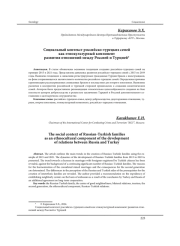 СОЦИАЛЬНЫЙ КОНТЕКСТ РОССИЙСКО-ТУРЕЦКИХ СЕМЕЙ КАК ЭТНОКУЛЬТУРНЫЙ КОМПОНЕНТ РАЗВИТИЯ ОТНОШЕНИЙ МЕЖДУ РОССИЕЙ И ТУРЦИЕЙ
