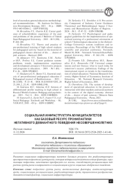 СОЦИАЛЬНАЯ ИНФРАСТРУКТУРА МУНИЦИПАЛИТЕТОВ КАК БАЗОВЫЙ РЕСУРС ПРОФИЛАКТИКИ НЕГАТИВНОГО ДЕВИАНТНОГО ПОВЕДЕНИЯ НЕСОВЕРШЕННОЛЕТНИХ