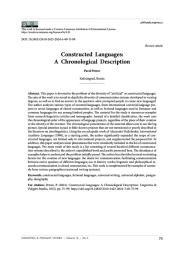 CONSTRUCTED LANGUAGES: A CHRONOLOGICAL DESCRIPTION