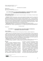 Кластеризация как основа инновационного развития региональных транспортно-логистических систем