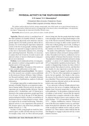 PHYSICAL ACTIVITY IN THE YOUTH ENVIRONMENT