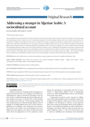 Addressing a stranger in Algerian Arabic: A sociocultural account