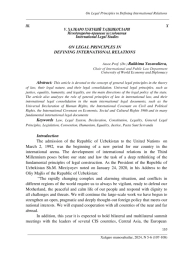 HUQUQIY PRINTSIPLAR BO'YICHA XALQARO MUNOSABATLARNI ANIQLASH