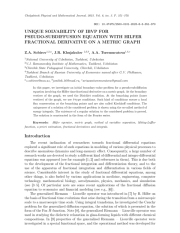 UNIQUE SOLVABILITY OF IBVP FOR PSEUDO-SUBDIFFUSION EQUATION WITH HILFER FRACTIONAL DERIVATIVEON A METRIC GRAPH