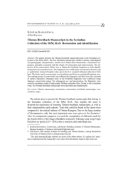 Tibetan Birchbark Manuscripts in the Serindian Collection of the IOM, RAS: Restoration and Identification