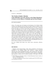 The Northern Studies Collection of the Hokkaido University Library as the Major Repository of Sources on the History of Sakhalin and the Kuril Islands1