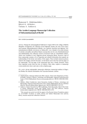 The Arabic-Language Manuscript Collection of Sultanmuhammad al-Bezhti1