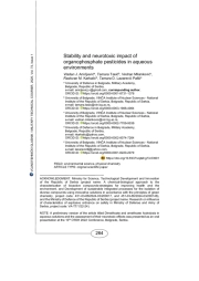 Stability and neurotoxic impact of organophosphate pesticides in aqueous environments
