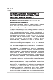 ИНФОРМАЦИОННОЕ ОБЕСПЕЧЕНИЕ АНАЛИЗА РЫНОЧНОГО ОКРУЖЕНИЯ ЭКОНОМИЧЕСКОГО СУБЪЕКТА