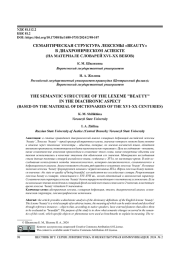 СЕМАНТИЧЕСКАЯ СТРУКТУРА ЛЕКСЕМЫ "BEAUTY" В ДИАХРОНИЧЕСКОМ АСПЕКТЕ (НА МАТЕРИАЛЕ СЛОВАРЕЙ XVI-XX ВЕКОВ)