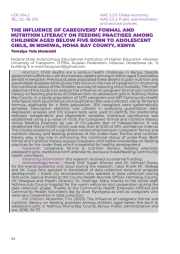 ВЛИЯНИЕ ФОРМАЛЬНОЙ ГРАМОТНОСТИ ВОСПИТАТЕЛЕЙ И ГРАМОТНОСТИ В ОБЛАСТИ ПИТАНИЯ НА ПРАКТИКУ КОРМЛЕНИЯ ДЕТЕЙ В ВОЗРАСТЕ ДО ПЯТИ ЛЕТ, РОЖДЕННЫХ ДЕВОЧКАМИ-ПОДРОСТКАМИ, В НДХИВЕ, ОКРУГ ХОМА-БЕЙ, КЕНИЯ