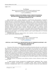 ОФИЦИАЛЬНЫЕ И НЕОФИЦИАЛЬНЫЕ МИКРОТОПОНИМЫ ВЕРХНЕМАМОНСКОГО И РОССОШАНСКОГО РАЙОНОВ ВОРОНЕЖСКОЙ ОБЛАСТИ