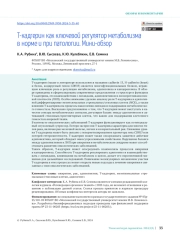 T-кадгерин как ключевой регулятор метаболизма в норме и при патологии. Мини-обзор