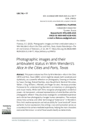 ФОТОГРАФИЧЕСКИЕ ОБРАЗЫ И ИХ ДВОЙСТВЕННЫЙ СТАТУС В КНИГЕ ВИМА ВЕНДЕРСА "АЛИСА В ГОРОДАХ" И "ПАРИЖ, ТЕХАС".