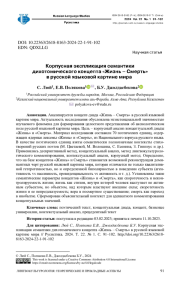 Корпусная экспликация семантики дихотомического концепта «Жизнь -  Смерть» в русской языковой картине мира