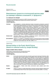 ИМЕНОВАННЫЕ СУЩНОСТИ В ПОЭТИЧЕСКОЙ КАРТИНЕ МИРА (НА ПРИМЕРЕ СОБРАНИЯ СОЧИНЕНИЙ И. А. БРОДСКОГО)