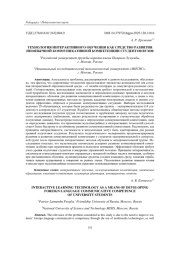 ТЕХНОЛОГИЯ ИНТЕРАКТИВНОГО ОБУЧЕНИЯ КАК СРЕДСТВО РАЗВИТИЯ ИНОЯЗЫЧНОЙ КОММУНИКАТИВНОЙ КОМПЕТЕНЦИИ СТУДЕНТОВ ВУЗОВ