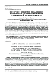 К ВОПРОСУ О СТРУКТУРЕ ФИНАНСОВОГО МЕХАНИЗМА НАУКОЕМКИХ КОМПАНИЙ АВИАЦИОННОЙ ПРОМЫШЛЕННОСТИ