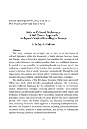 SAKE AS CULTURAL DIPLOMACY: A SOFT POWER APPROACH TO JAPAN’S NATION BRANDING IN EUROPE