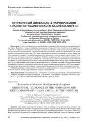 СТРУКТУРНЫЙ ДИСБАЛАНС В ФОРМИРОВАНИИ И РАЗВИТИИ ЧЕЛОВЕЧЕСКОГО КАПИТАЛА ЯКУТИИ