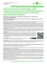 Влияние экзогенного источника нитрат-ионов — порошка корнеплода свеклы на артериальное давление и показатели артериальной жесткости в пилотном доклиническом исследовании