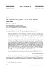 THE AGRARIAN LAW OF SPURIUS THORIUS (119/118 BC?): SOME NOTES