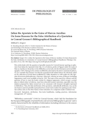 JULIAN THE APOSTATE IN THE GUISE OF MARCUS AURELIUS: ON SOME REASONS FOR THE FALSE ATTRIBUTION OF A QUOTATION IN CONRAD GESSNER’S BIBLIOGRAPHICAL HANDBOOK