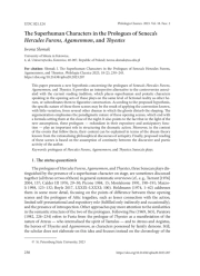THE SUPERHUMAN CHARACTERS IN THE PROLOGUES OF SENECA’S HERCULES FURENS, AGAMEMNON, AND THYESTES