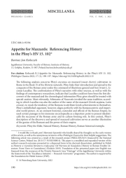 APPETITE FOR MAZZARDS: REFERENCING HISTORY IN THE PLINY’S HN 15. 102