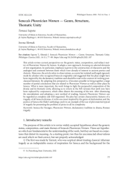 SENECA’S PHOENICIAN WOMEN - GENRE, STRUCTURE, THEMATIC UNITY