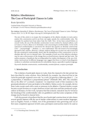 RELATIVE ABSOLUTENESS: THE CASE OF PARTICIPIAL CLAUSES IN LATIN