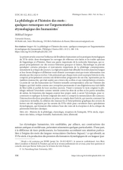 LA PHILOLOGIE ET L’HISTOIRE DES MOTS: QUELQUES REMARQUES SUR L’ARGUMENTATION ÉTYMOLOGIQUE DES HUMANISTES
