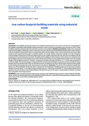 СТРОИТЕЛЬНЫЕ МАТЕРИАЛЫ С НИЗКИМ УГЛЕРОДНЫМ СЛЕДОМ С ИСПОЛЬЗОВАНИЕМ ПРОМЫШЛЕННЫХ ОТХОДОВ