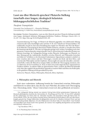 LASST UNS ÜBER RHETORIK SPRECHEN! PLUTARCHS STELLUNG INNERHALB EINER LANGEN, IDEOLOGISCH BELASTETEN BILDUNGSGESCHICHTLICHEN TRADITION